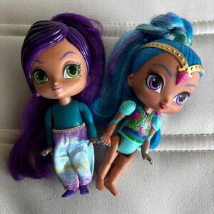 Lot Of 2 Shimmer & Shine Mattel 2017 Genie Dolls Purple/Blue Hair 6"H